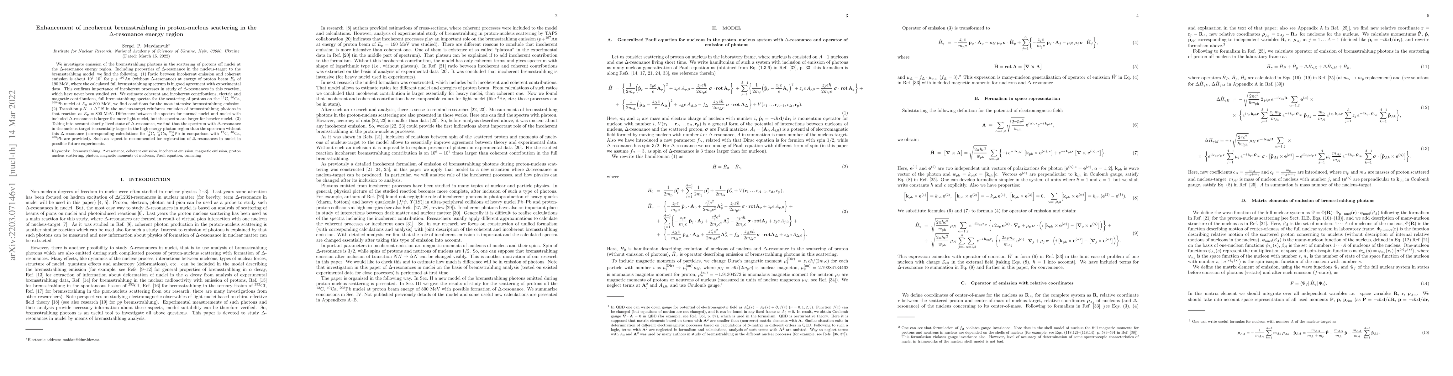 Thumbnail for Enhancement of incoherent bremsstrahlung in proton-nucleus scattering in
  the $\Delta$-resonance energy region