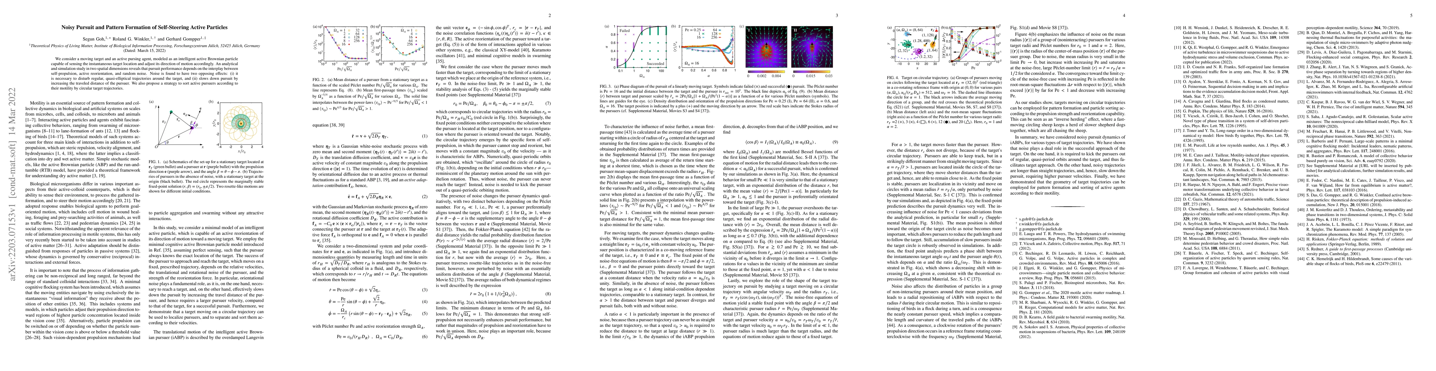 Thumbnail for Noisy Pursuit and Pattern Formation of Self-Steering Active Particles