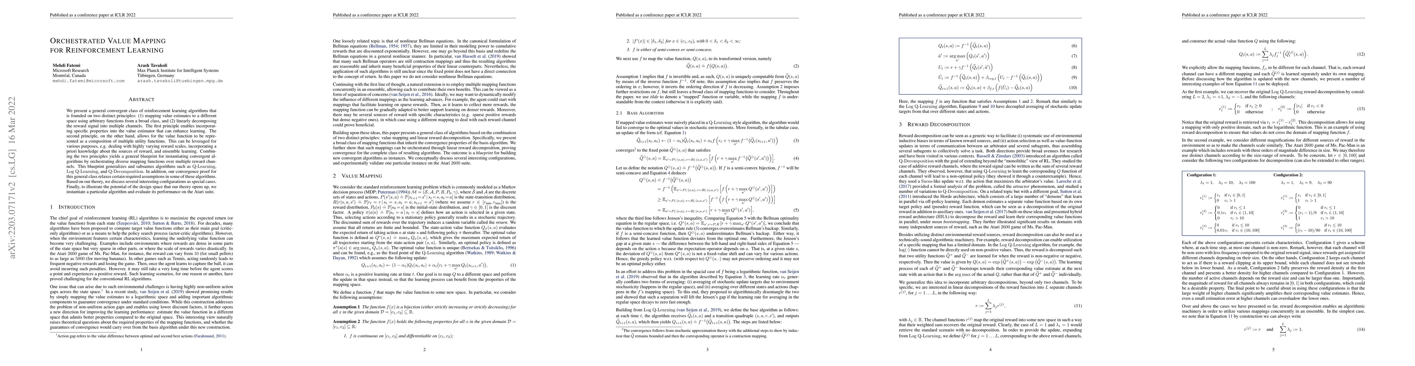 Thumbnail for Orchestrated Value Mapping for Reinforcement Learning