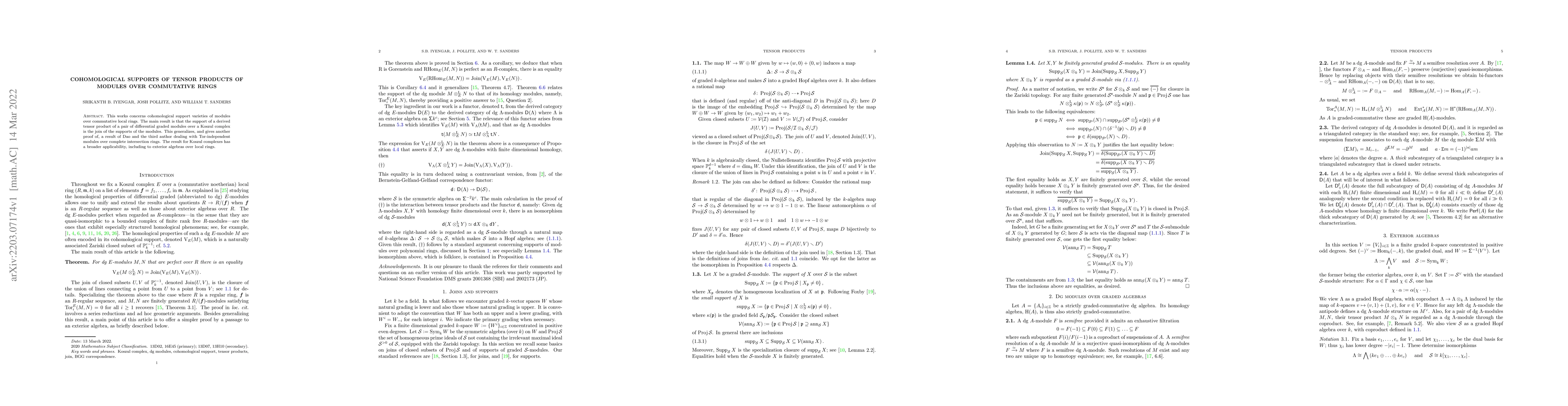 Thumbnail for Cohomological supports of tensor products of modules over commutative
  rings