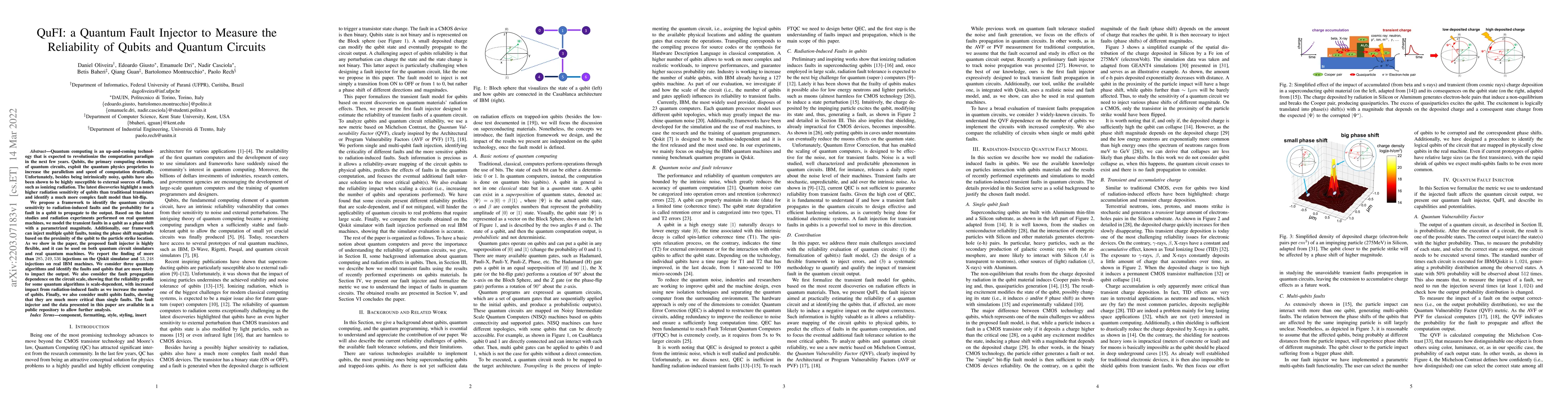Thumbnail for QuFI: a Quantum Fault Injector to Measure the Reliability of Qubits and
  Quantum Circuits
