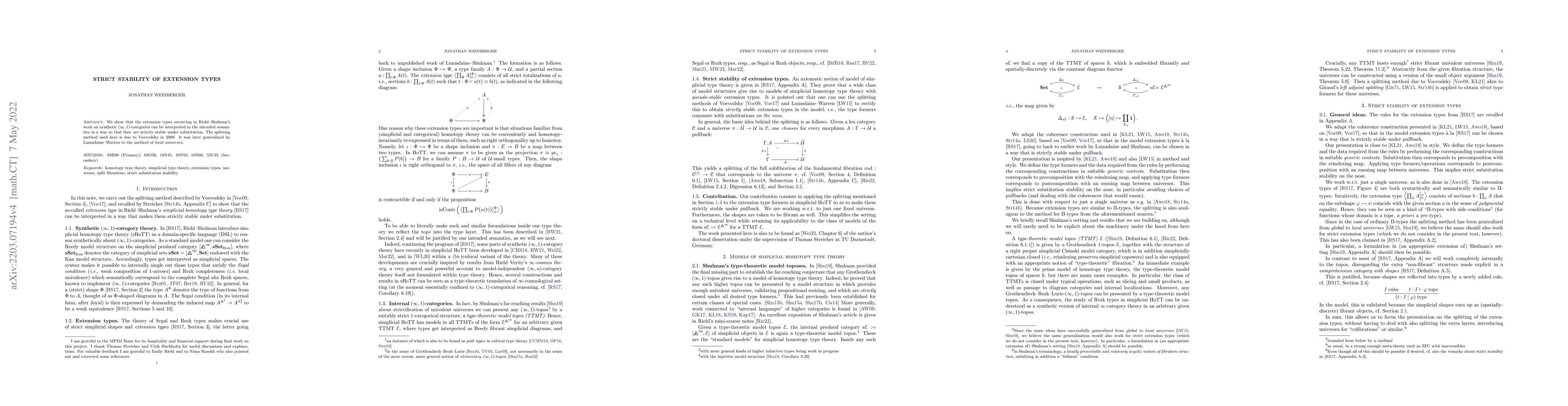 Thumbnail for Strict stability of extension types