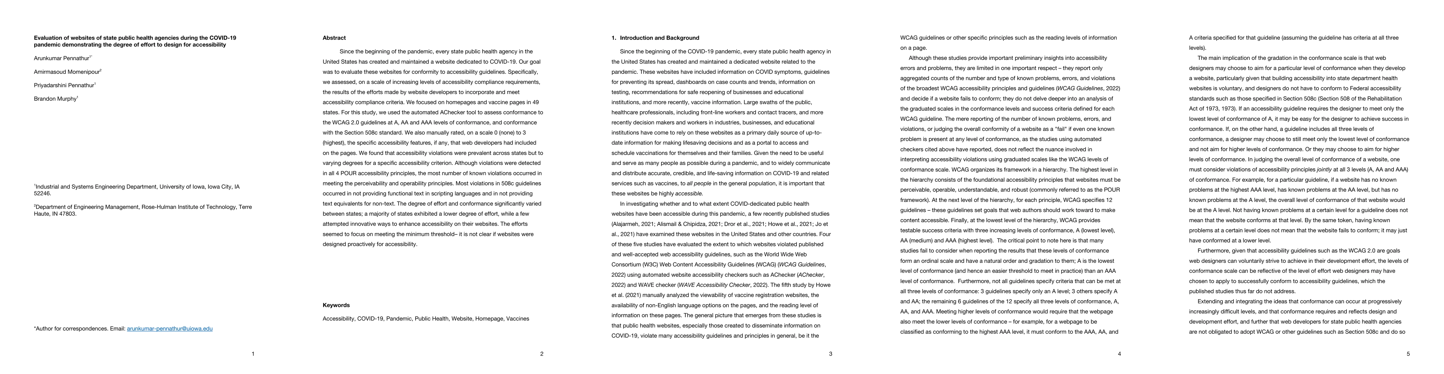 Thumbnail for Evaluation of websites of state public health agencies during the
  COVID-19 pandemic demonstrating the degree of effort to design for
  accessibility