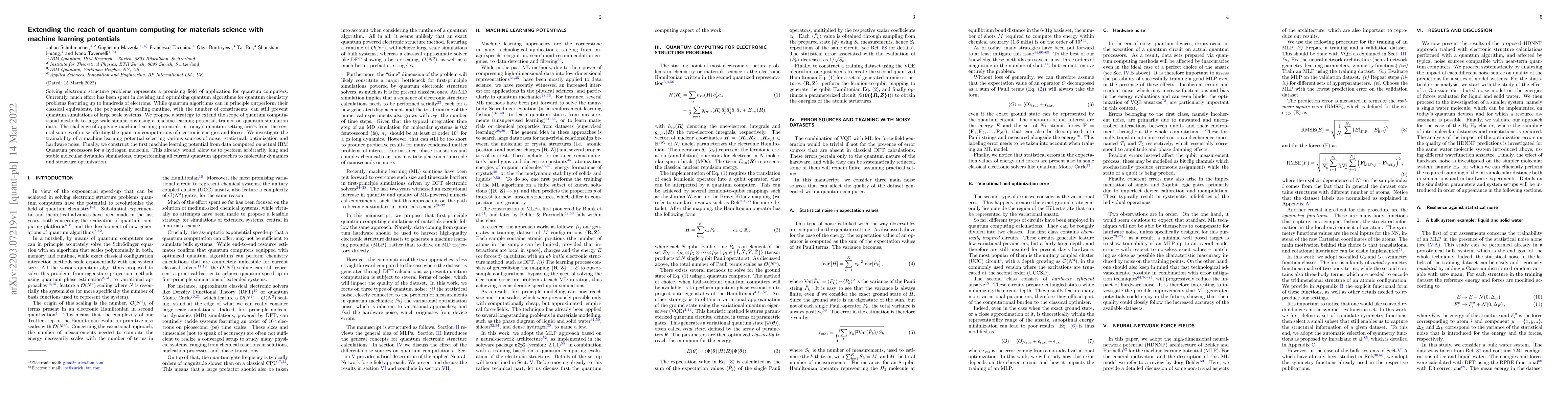 Thumbnail for Extending the reach of quantum computing for materials science with
  machine learning potentials