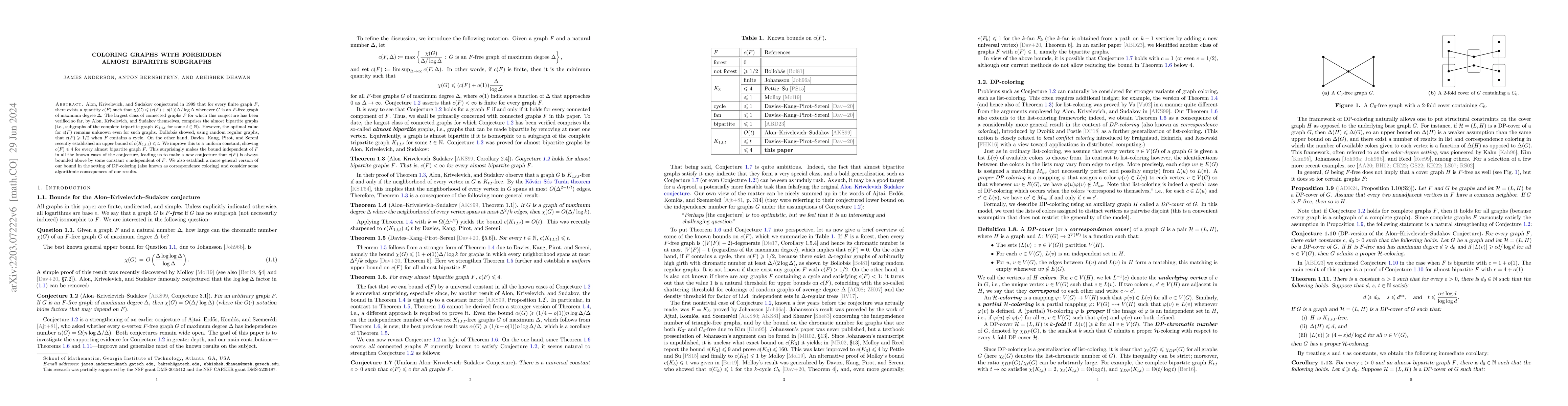 Thumbnail for Coloring graphs with forbidden almost bipartite subgraphs