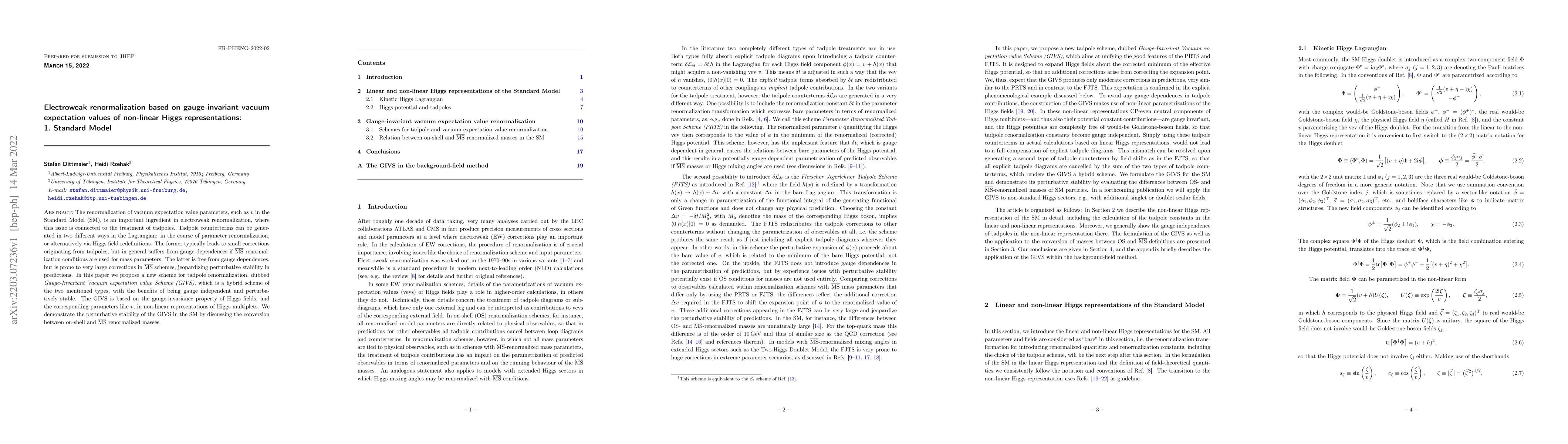 Thumbnail for Electroweak renormalization based on gauge-invariant vacuum expectation
  values of non-linear Higgs representations: 1. Standard Model