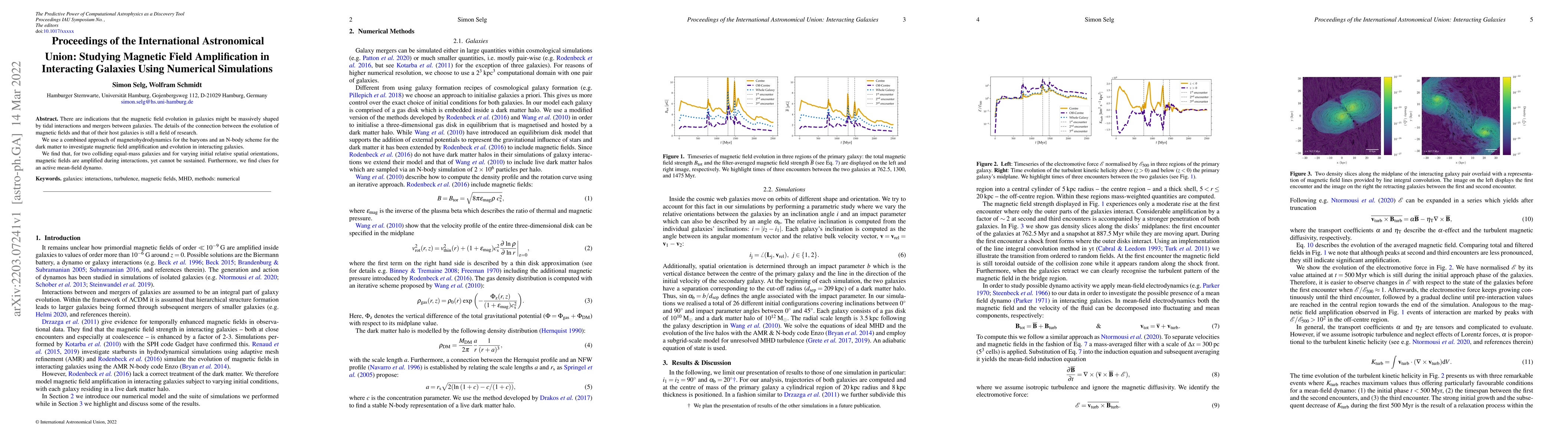 Thumbnail for Proceedings of the International Astronomical Union: Studying Magnetic
  Field Amplification in Interacting Galaxies Using Numerical Simulations