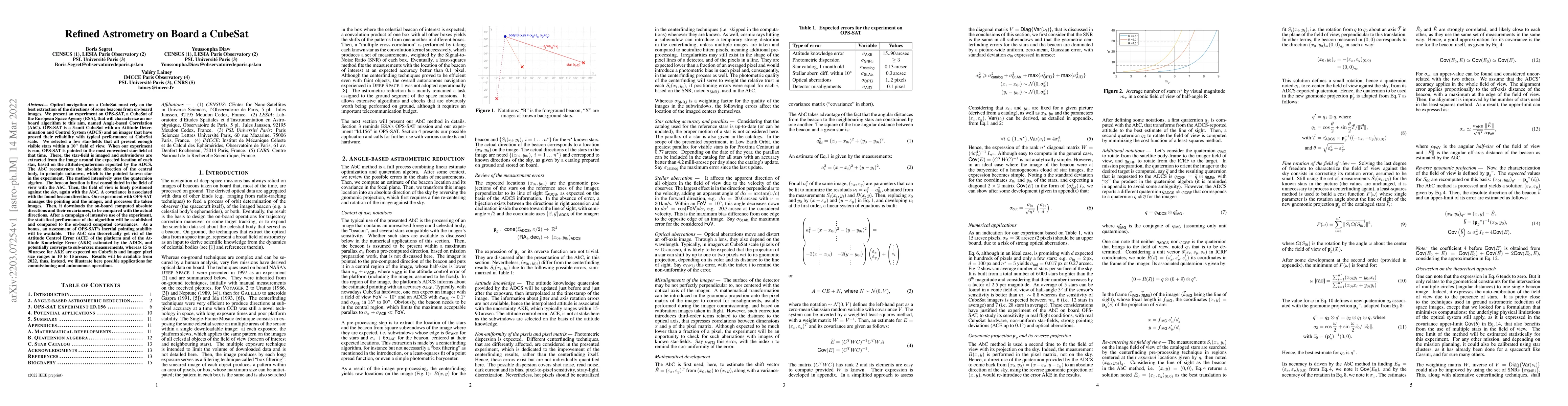 Thumbnail for Refined Astrometry on Board a CubeSat