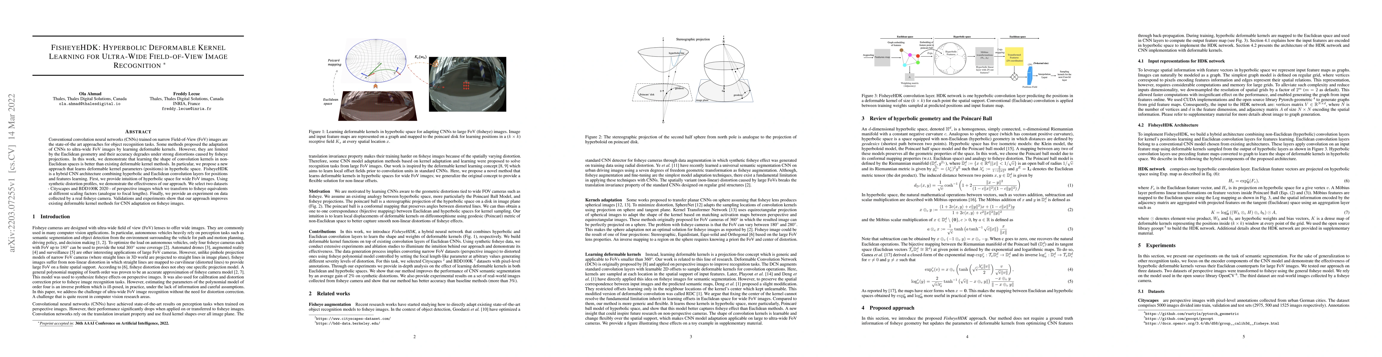 Thumbnail for FisheyeHDK: Hyperbolic Deformable Kernel Learning for Ultra-Wide
  Field-of-View Image Recognition