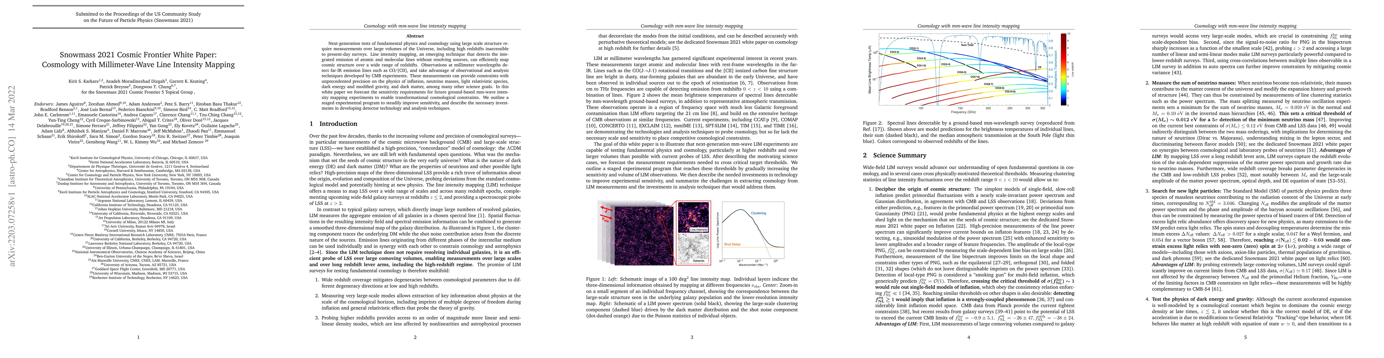 Thumbnail for Snowmass 2021 Cosmic Frontier White Paper: Cosmology with
  Millimeter-Wave Line Intensity Mapping