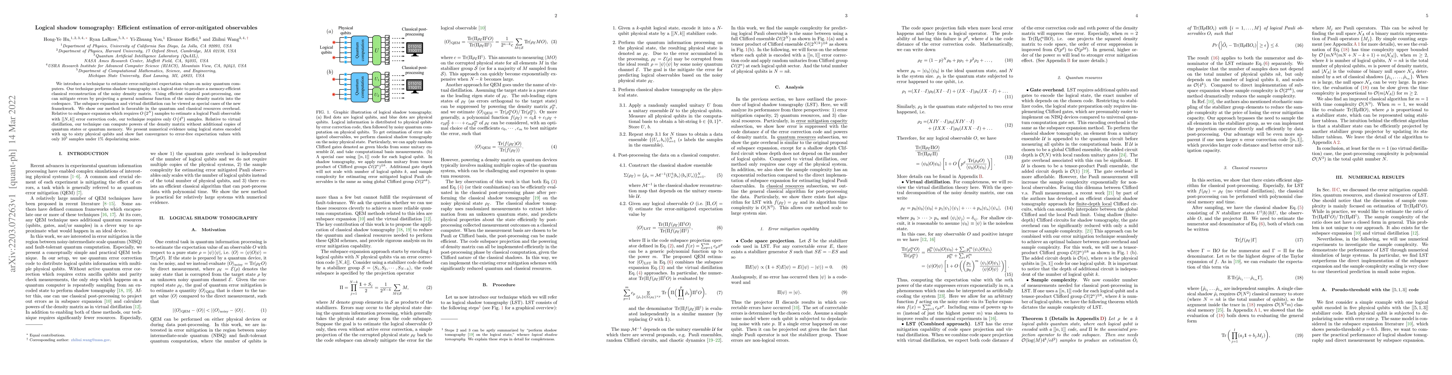 Thumbnail for Logical shadow tomography: Efficient estimation of error-mitigated
  observables