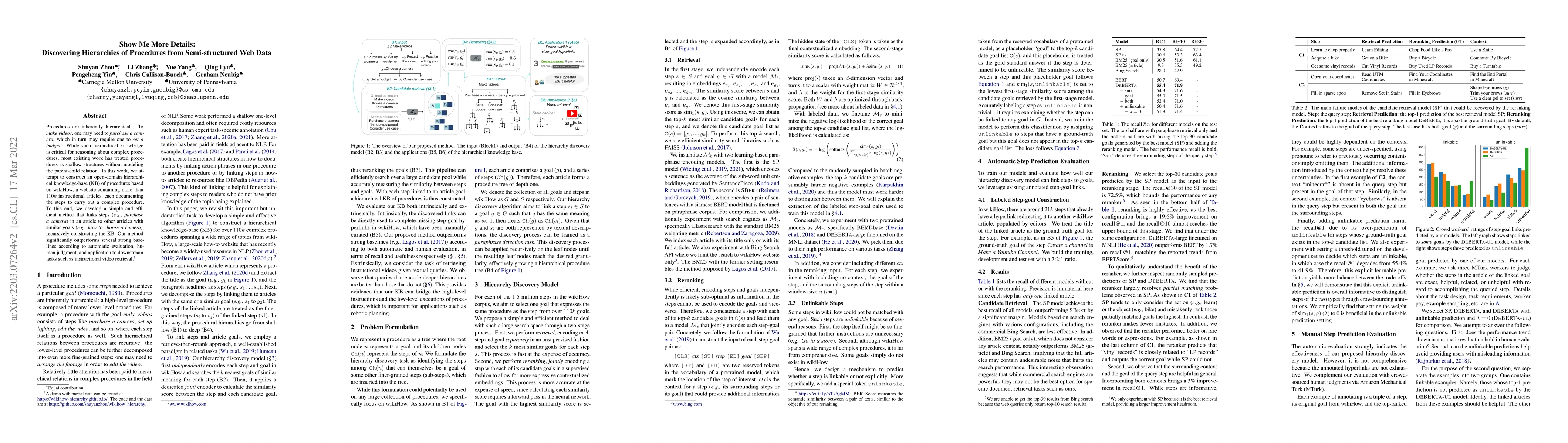 Thumbnail for Show Me More Details: Discovering Hierarchies of Procedures from
  Semi-structured Web Data