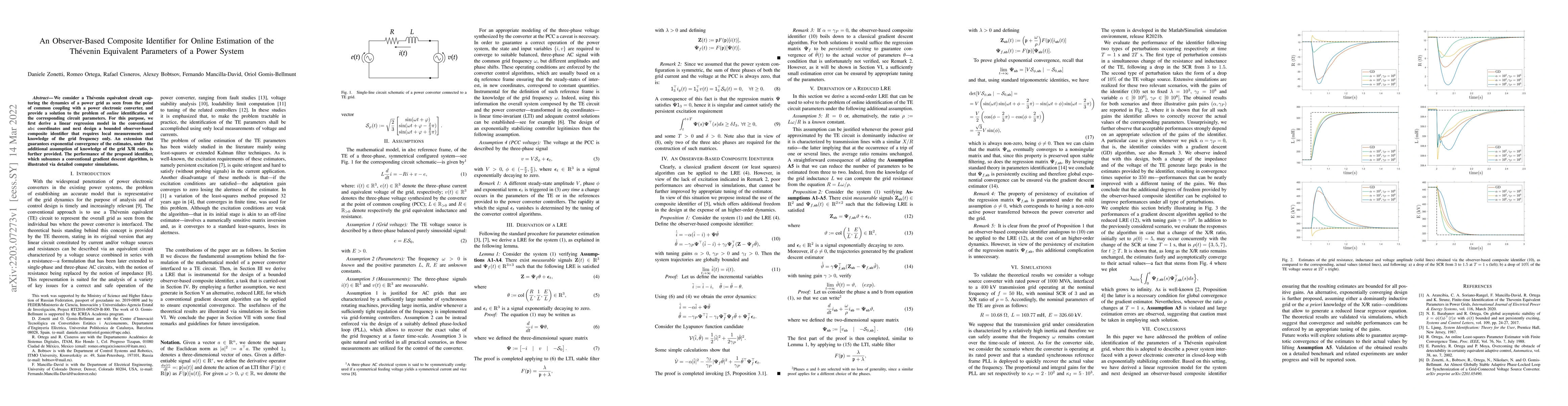 Thumbnail for An Observer-Based Composite Identifier for Online Estimation of the
  Thevenin Equivalent Parameters of a Power System