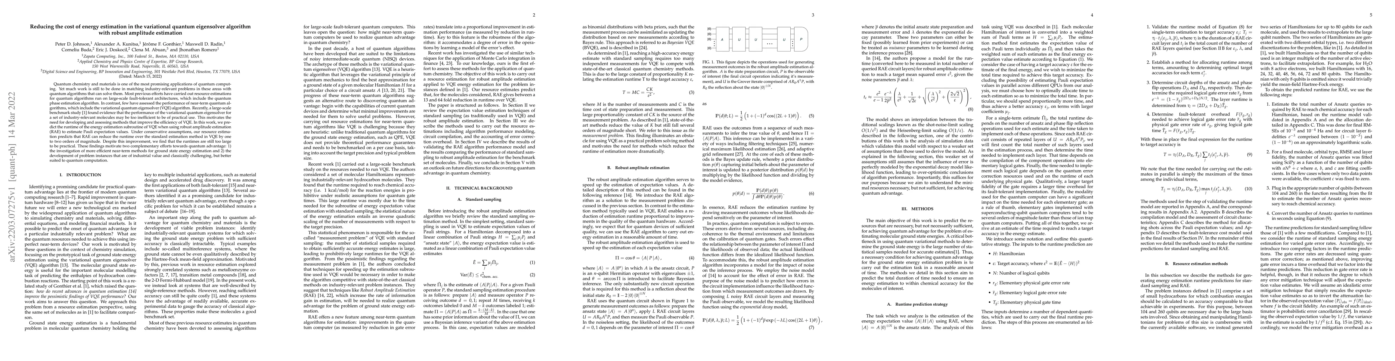 Thumbnail for Reducing the cost of energy estimation in the variational quantum
  eigensolver algorithm with robust amplitude estimation