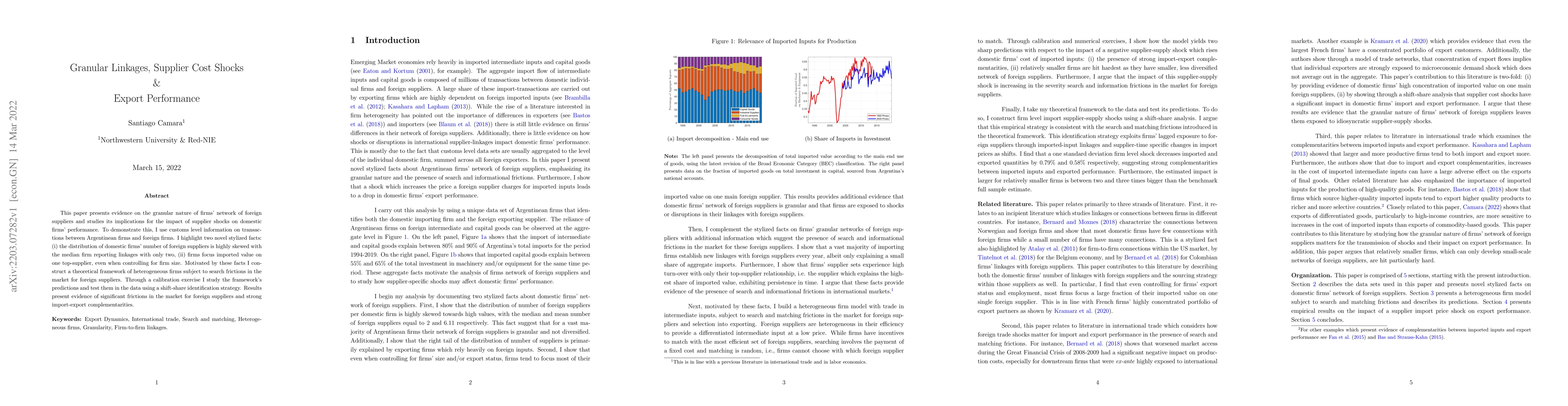 Thumbnail for Granular Linkages, Supplier Cost Shocks & Export Performance