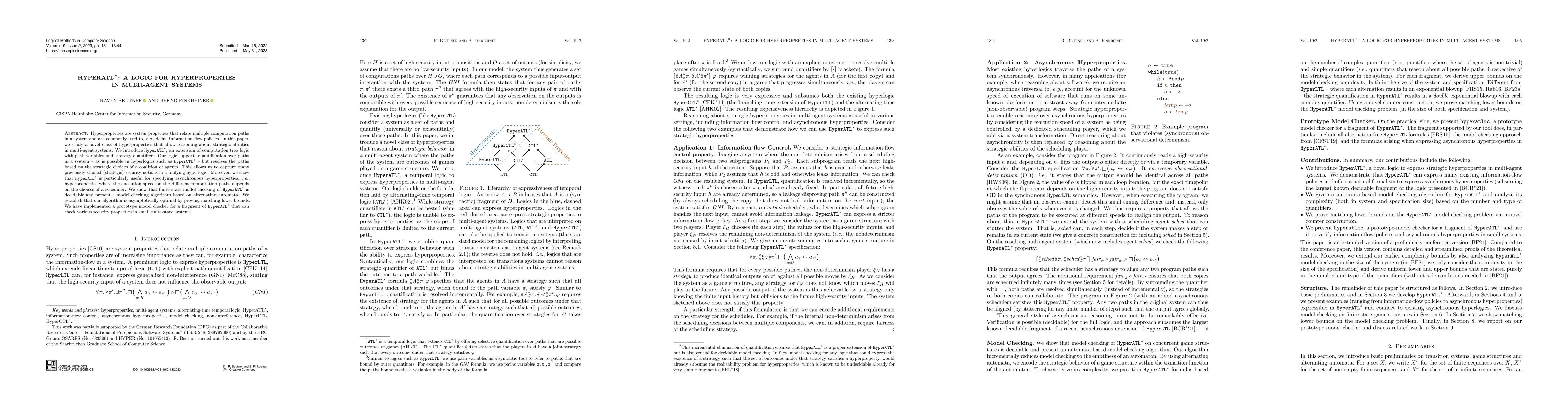 Thumbnail for HyperATL*: A Logic for Hyperproperties in Multi-Agent Systems