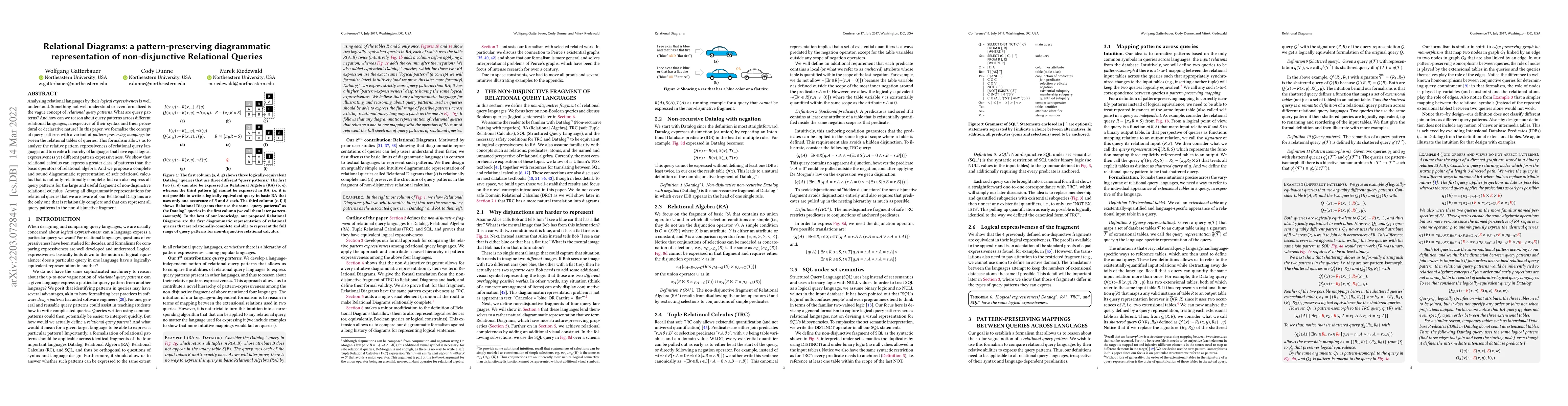Thumbnail for Relational Diagrams: a pattern-preserving diagrammatic representation of
  non-disjunctive Relational Queries