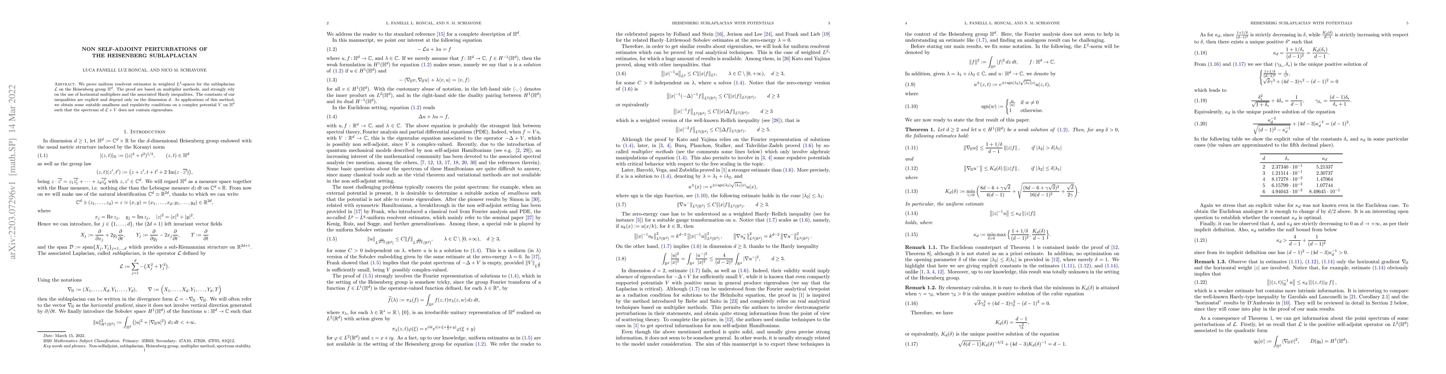 Thumbnail for Non self-adjoint perturbations of the Heisenberg sublaplacian