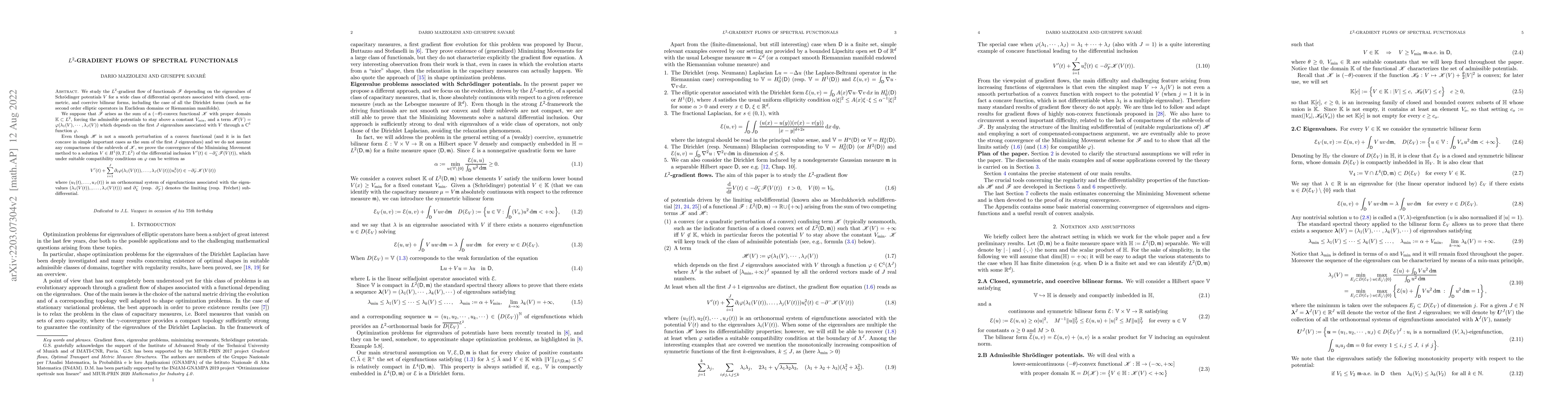 Thumbnail for $L^2$-Gradient Flows of Spectral Functionals