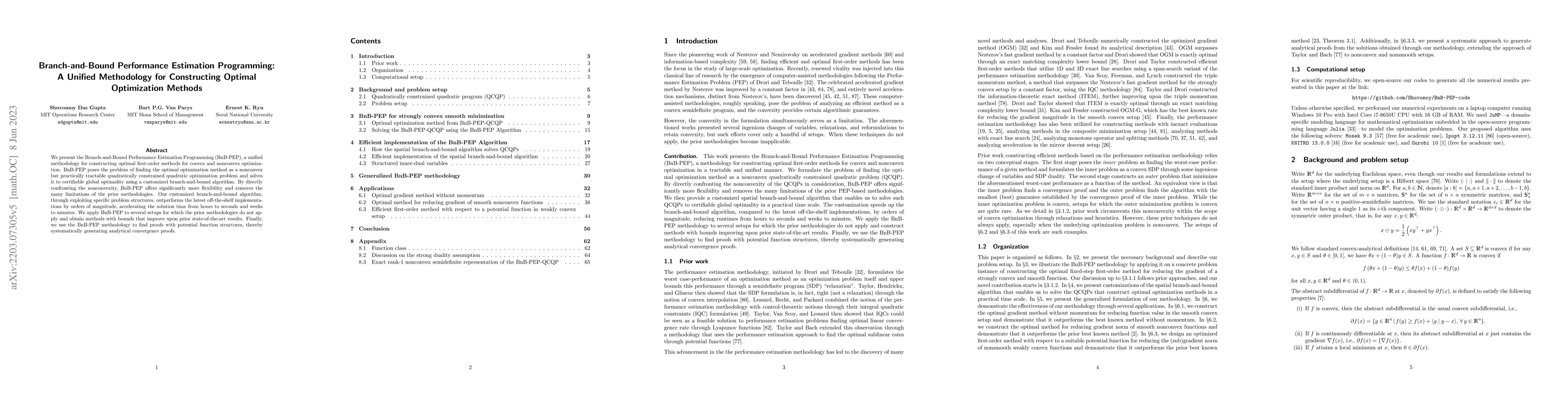 Thumbnail for Branch-and-Bound Performance Estimation Programming: A Unified
  Methodology for Constructing Optimal Optimization Methods