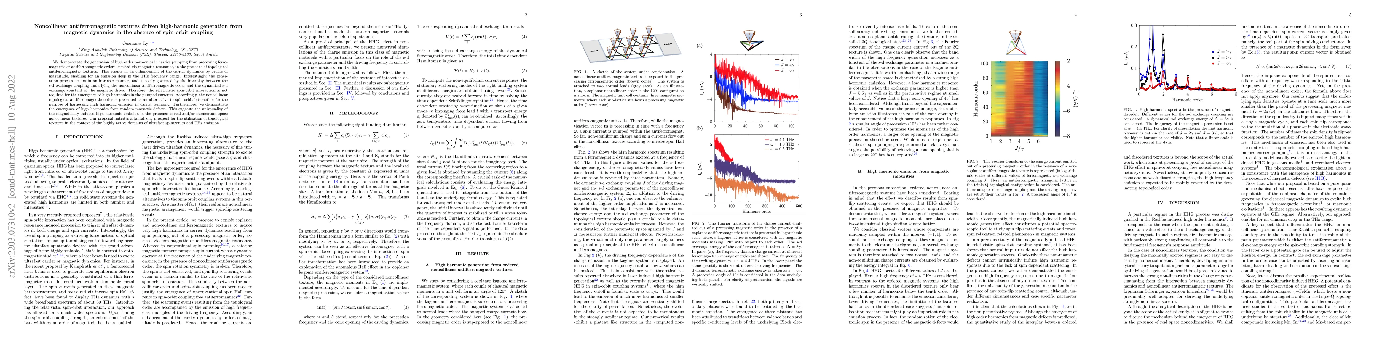 Thumbnail for Noncollinear antiferromagnetic textures driven high harmonic generation
  from magnetic dynamics in the absence of spin-orbit coupling