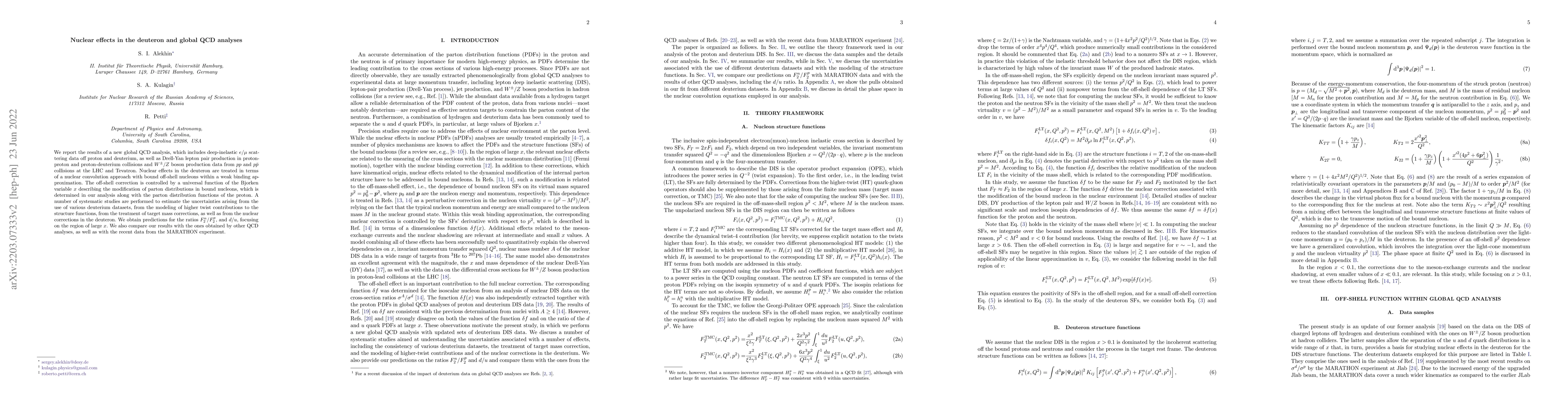 Thumbnail for Nuclear effects in the deuteron and global QCD analyses