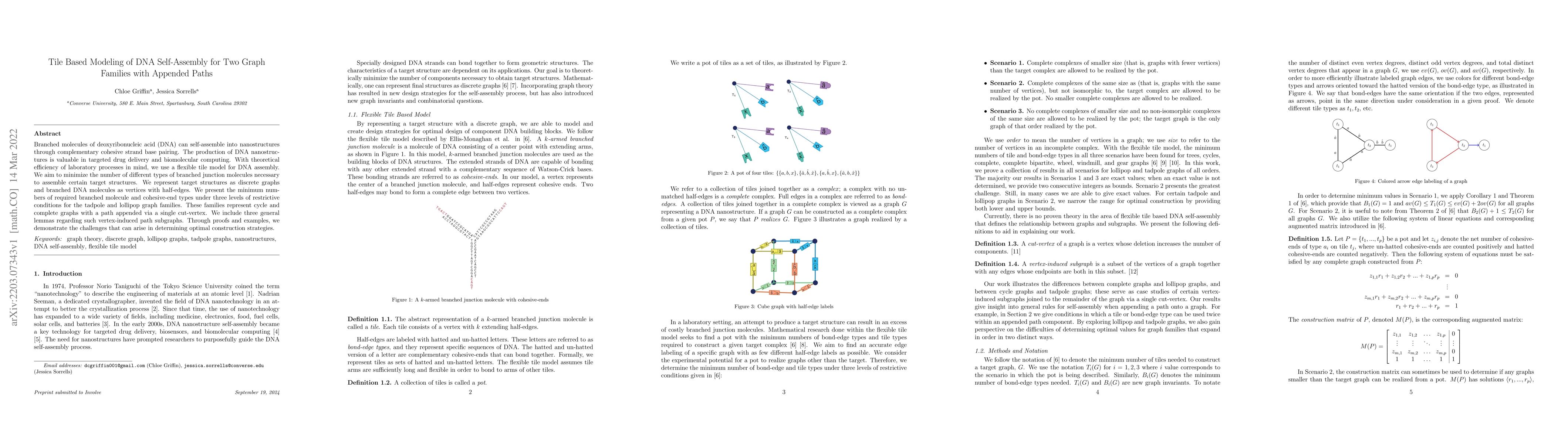 Thumbnail for Tile Based Modeling of DNA Self-Assembly for Two Graph Families with
  Appended Paths