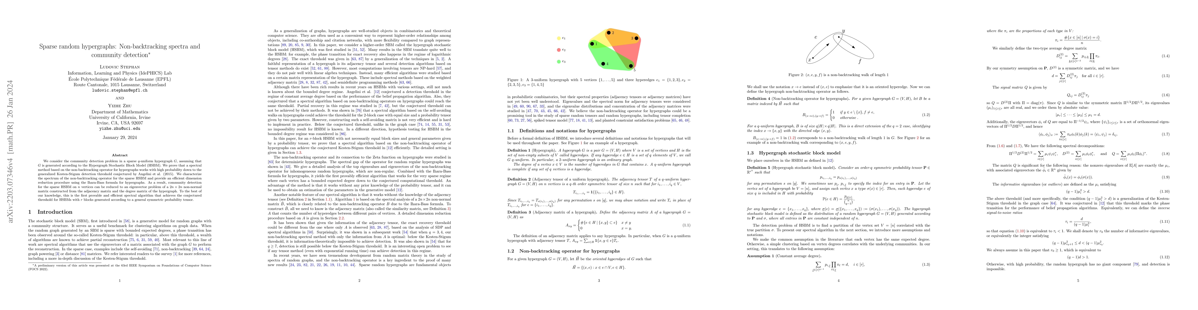 Thumbnail for Sparse random hypergraphs: Non-backtracking spectra and community
  detection
