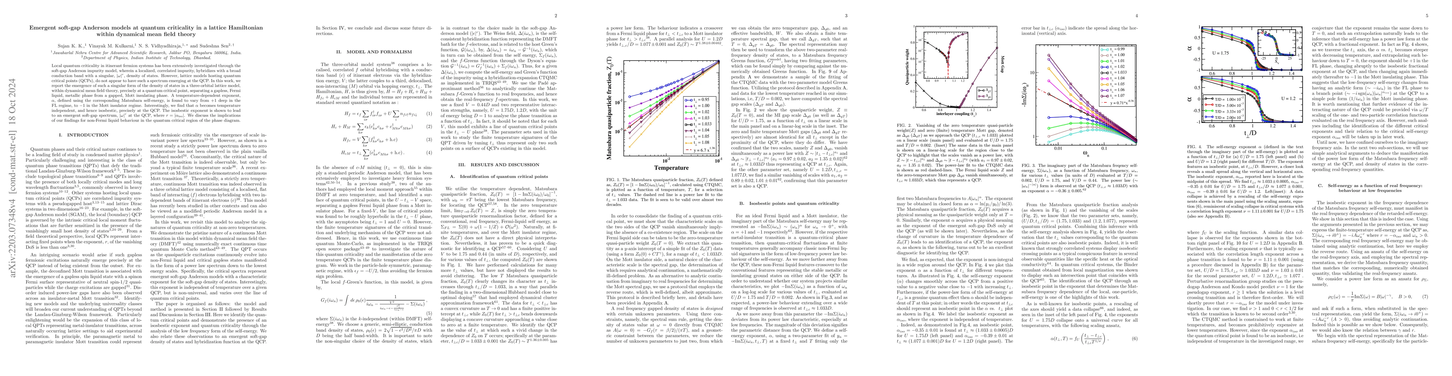 Thumbnail for Emergent soft-gap Anderson models at quantum criticality in a lattice
  Hamiltonian within dynamical mean field theory