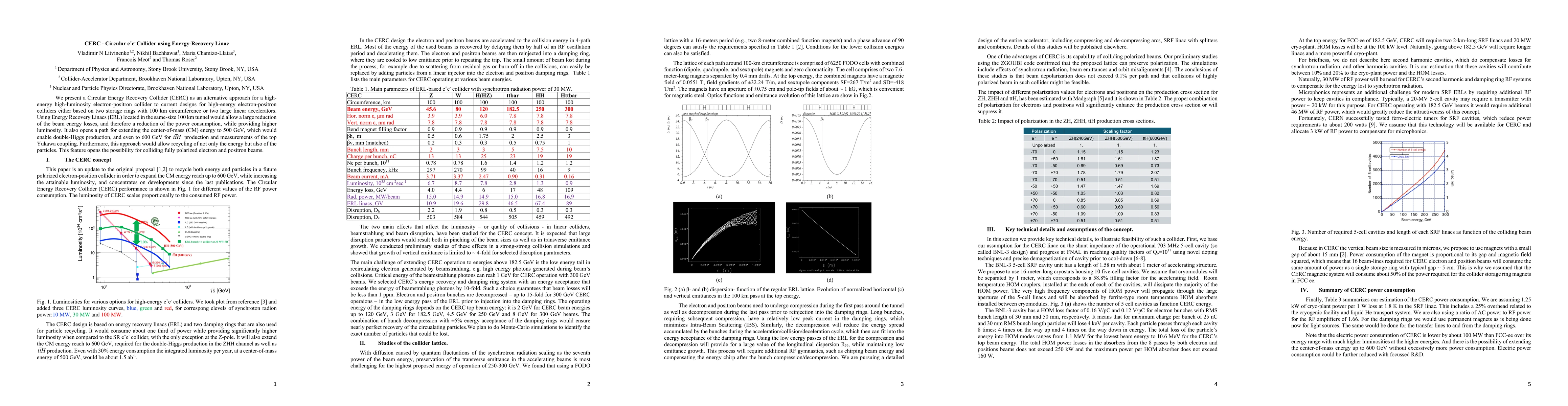 Thumbnail for CERC -- Circular $e^+e^-$ Collider using Energy-Recovery Linac