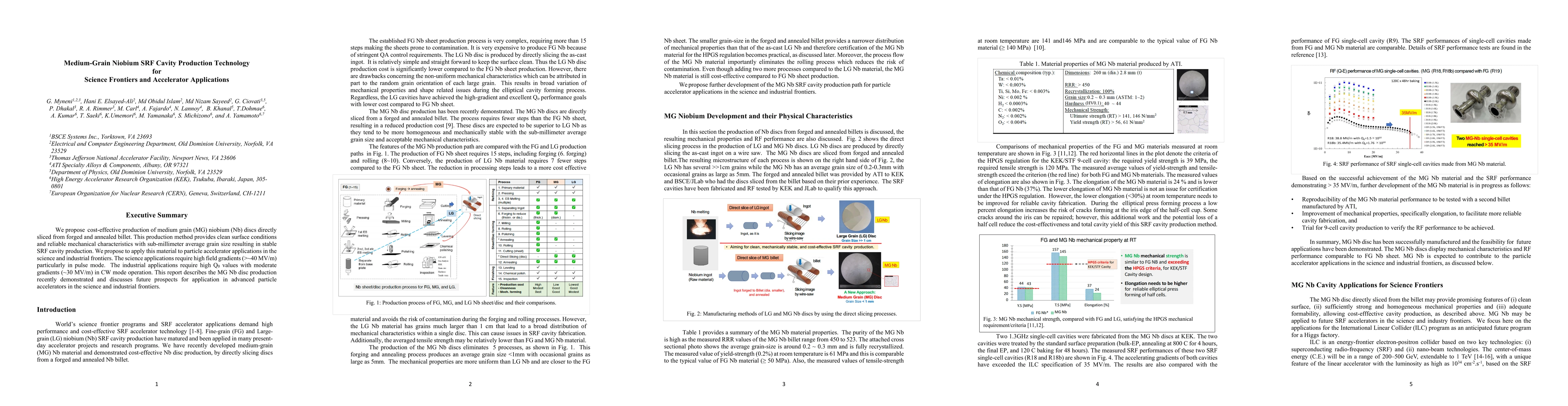 Thumbnail for Medium-Grain Niobium SRF Cavity Production Technology for Science
  Frontiers and Accelerator Applications