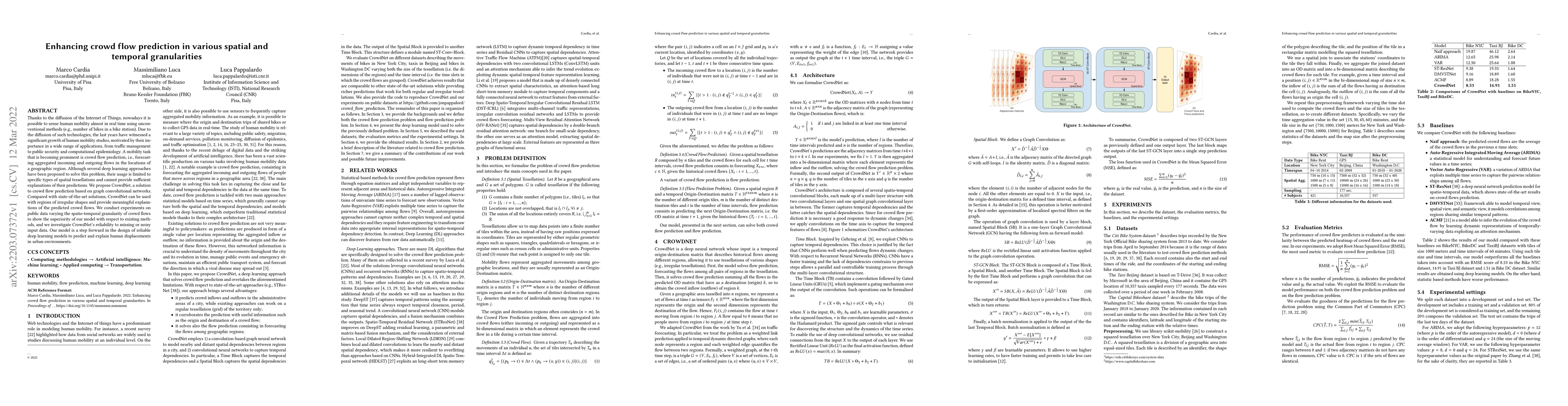 Thumbnail for Enhancing crowd flow prediction in various spatial and temporal
  granularities