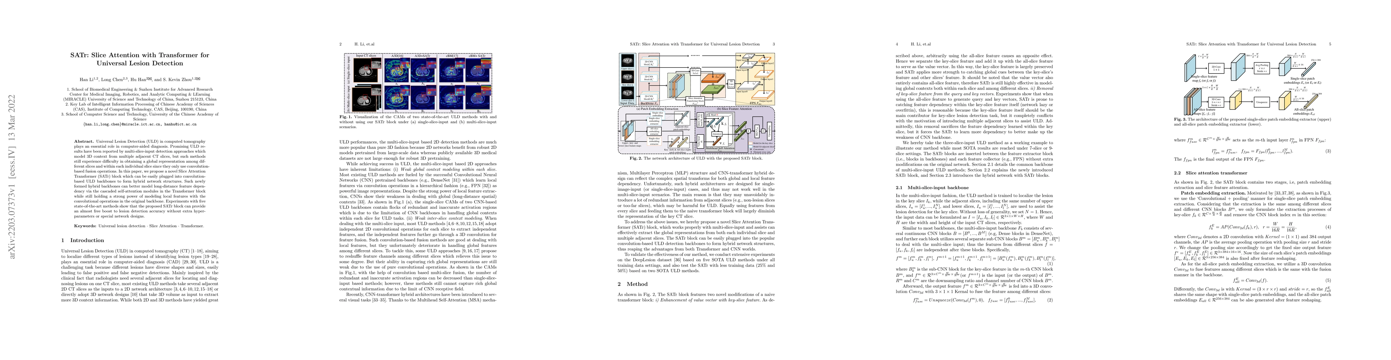 Thumbnail for SATr: Slice Attention with Transformer for Universal Lesion Detection