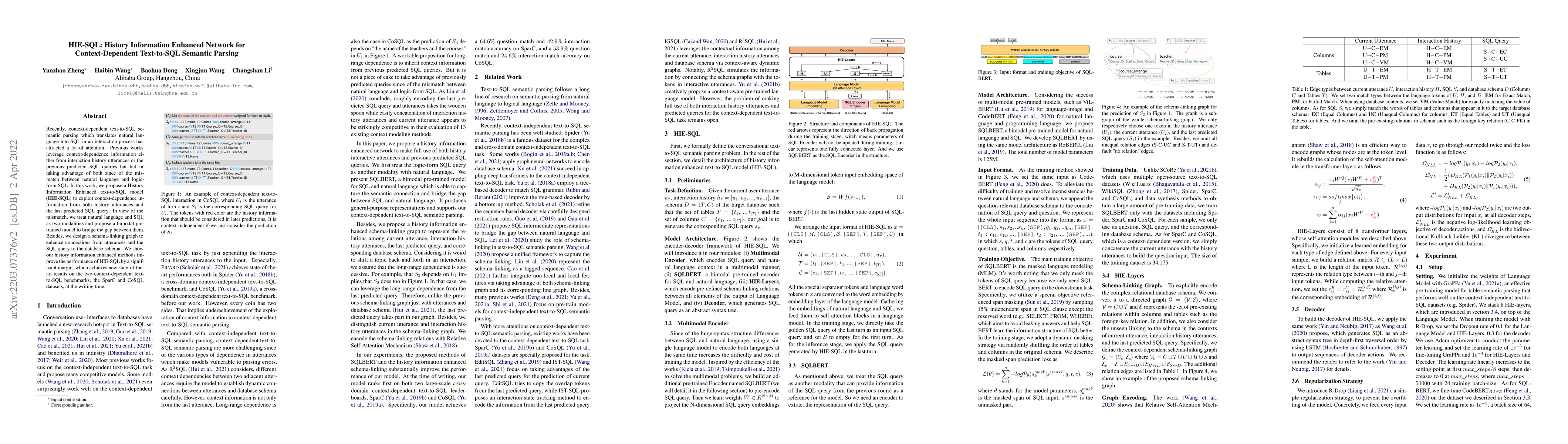 Thumbnail for HIE-SQL: History Information Enhanced Network for Context-Dependent
  Text-to-SQL Semantic Parsing