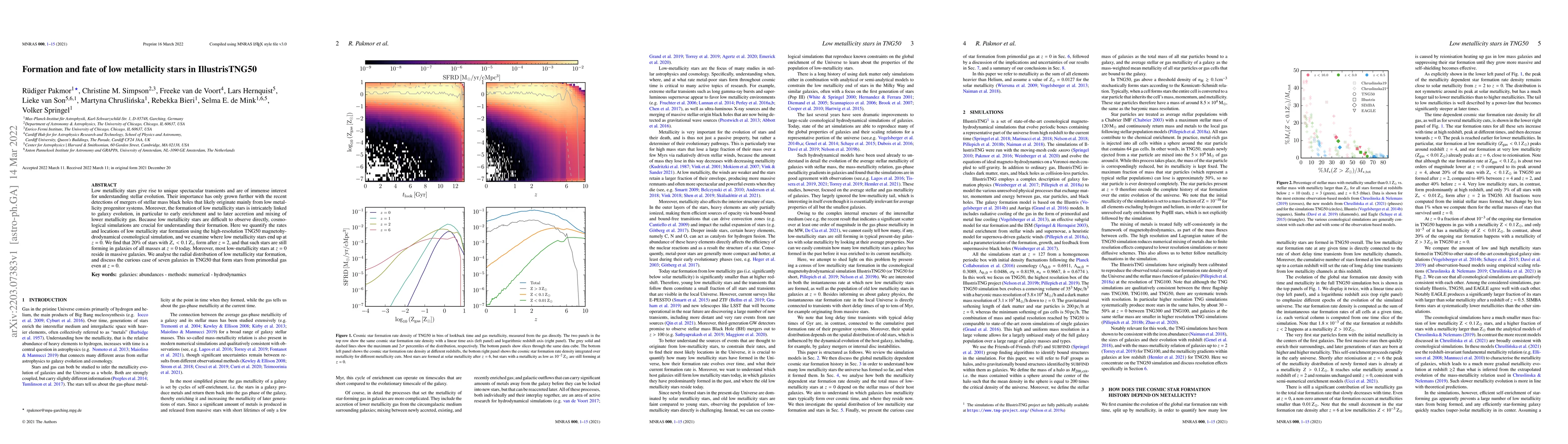 Thumbnail for Formation and fate of low metallicity stars in IllustrisTNG50