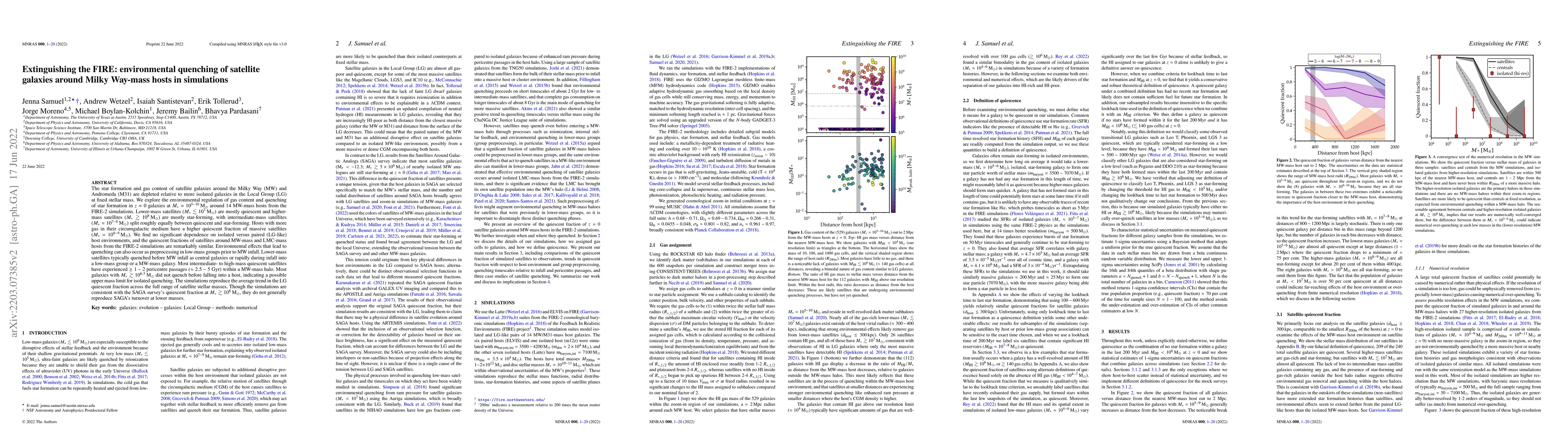 Thumbnail for Extinguishing the FIRE: environmental quenching of satellite galaxies
  around Milky Way-mass hosts in simulations
