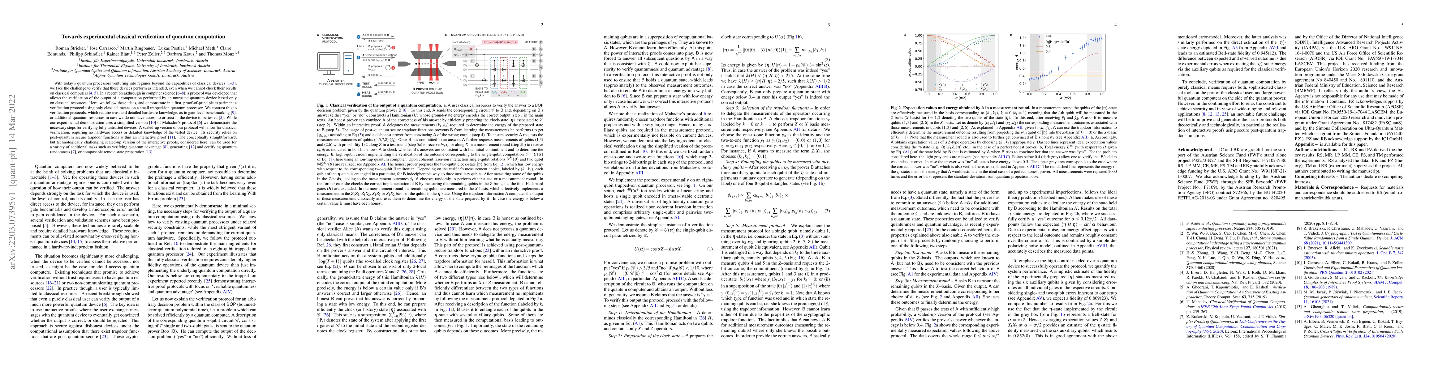 Thumbnail for Towards experimental classical verification of quantum computation
