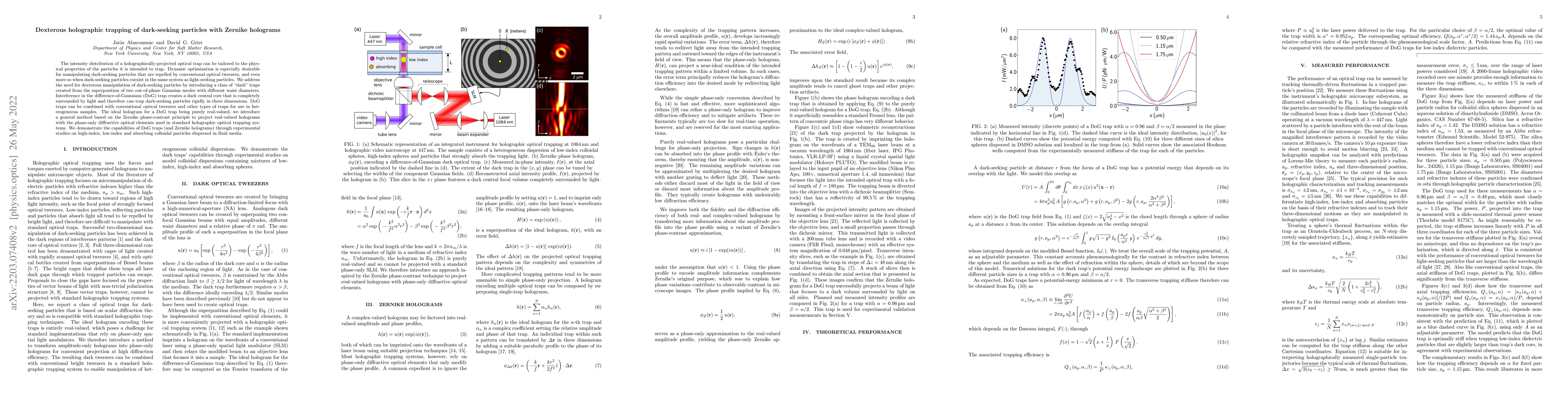 Thumbnail for Dexterous holographic trapping of dark-seeking particles with Zernike
  holograms