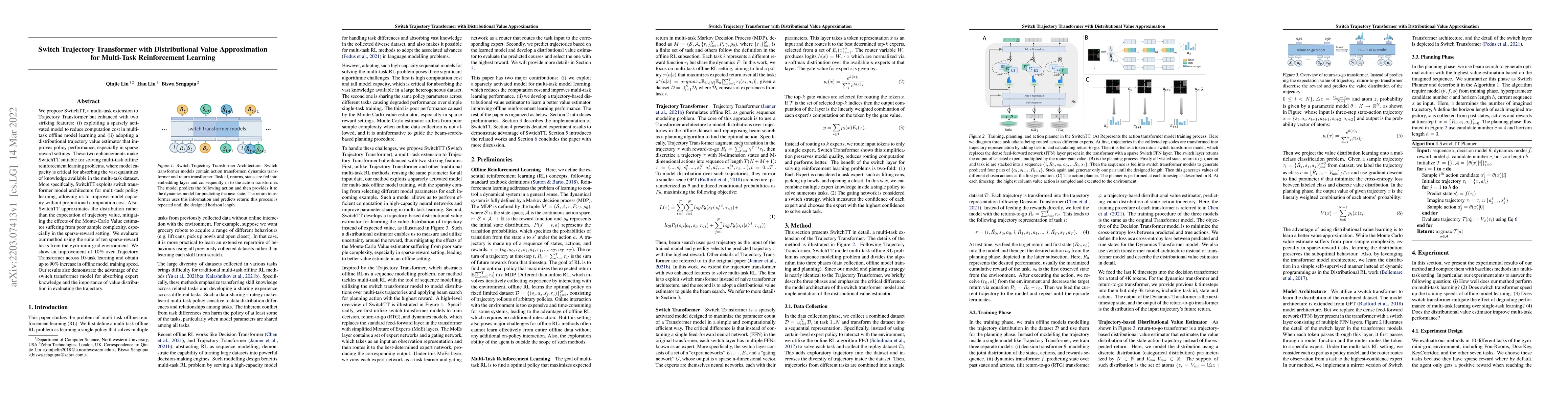 Thumbnail for Switch Trajectory Transformer with Distributional Value Approximation
  for Multi-Task Reinforcement Learning