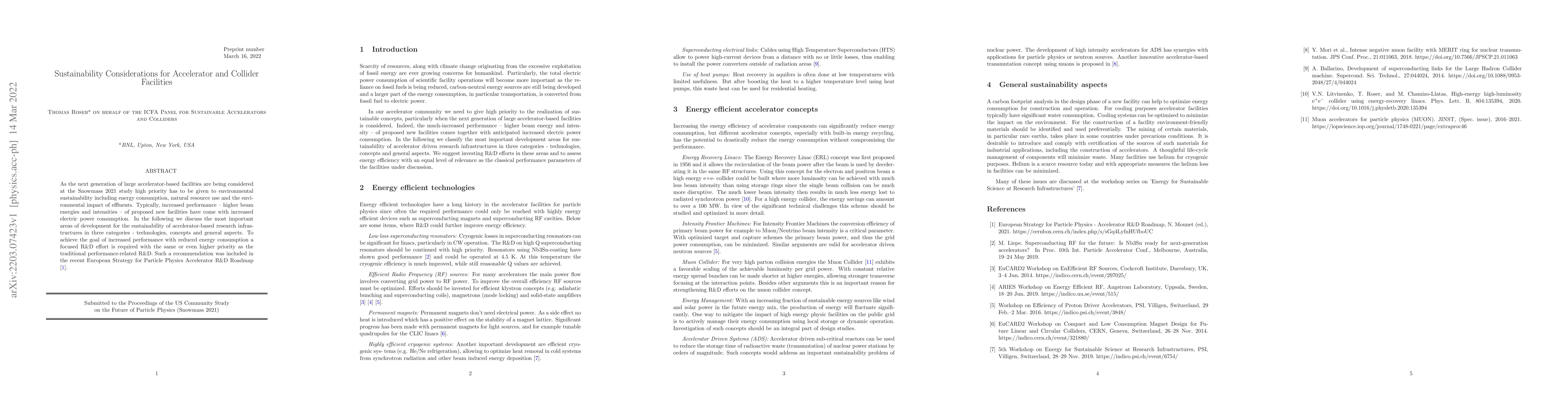 Thumbnail for Sustainability Considerations for Accelerator and Collider Facilities