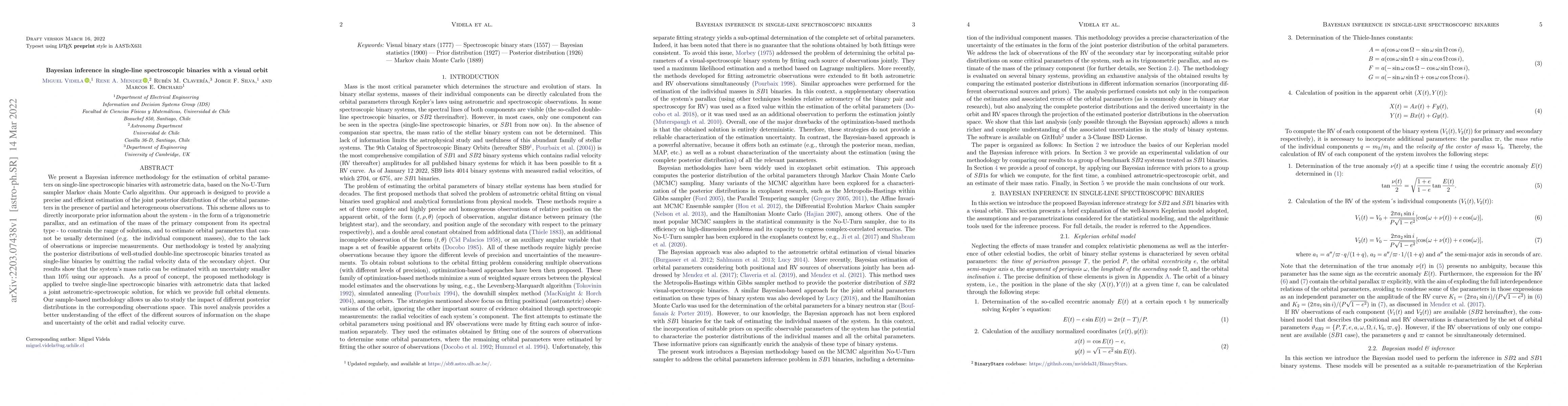 Thumbnail for Bayesian inference in single-line spectroscopic binaries with a visual
  orbit