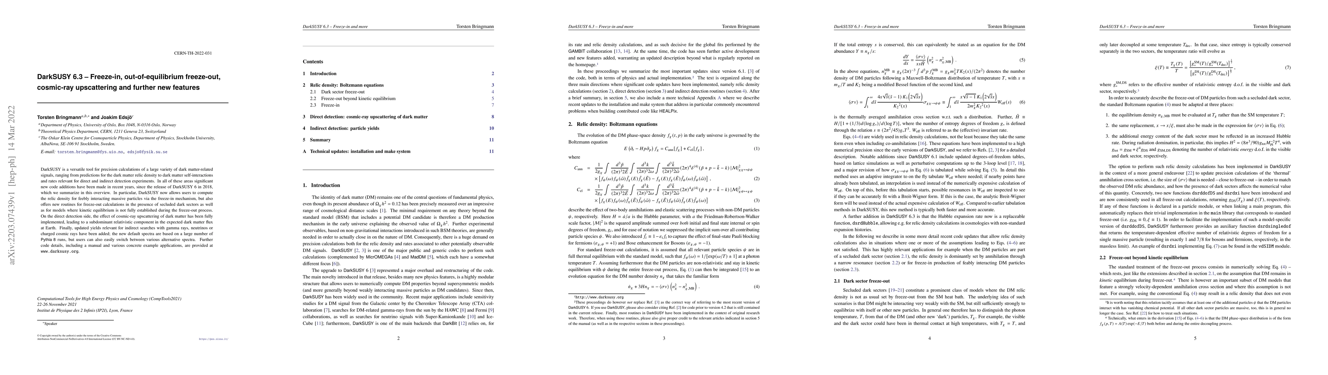 Thumbnail for DarkSUSY 6.3: Freeze-in, out-of-equilibrium freeze-out, cosmic-ray
  upscattering and further new features