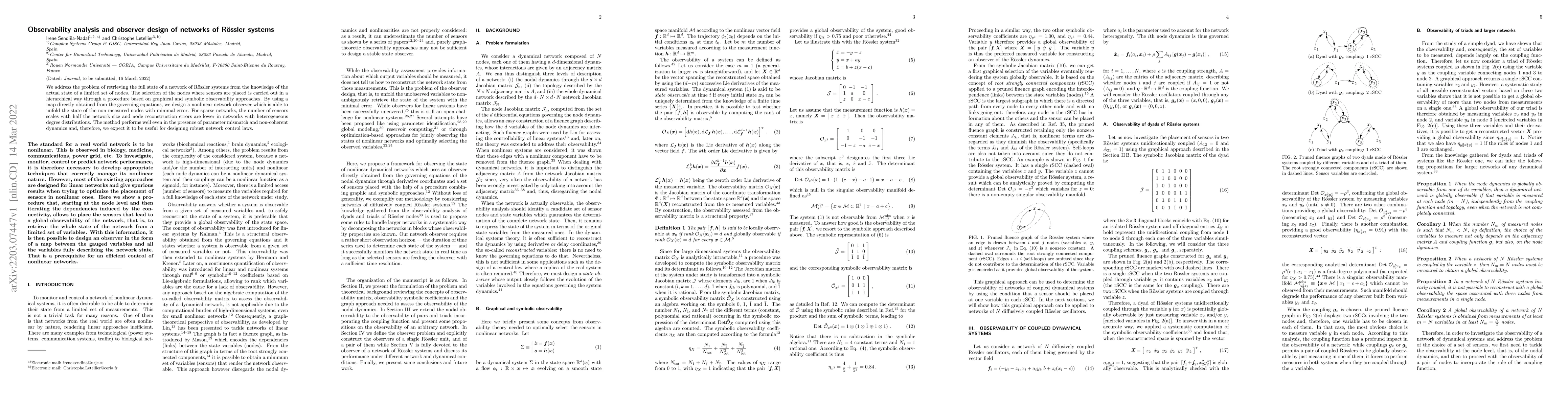 Thumbnail for Observability analysis and observer design of networks of R\"ossler
  systems
