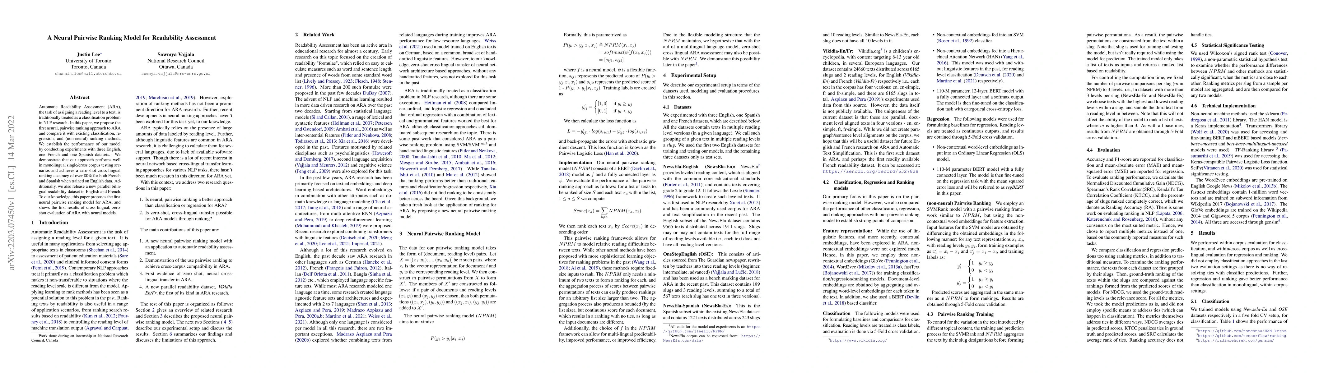 Thumbnail for A Neural Pairwise Ranking Model for Readability Assessment