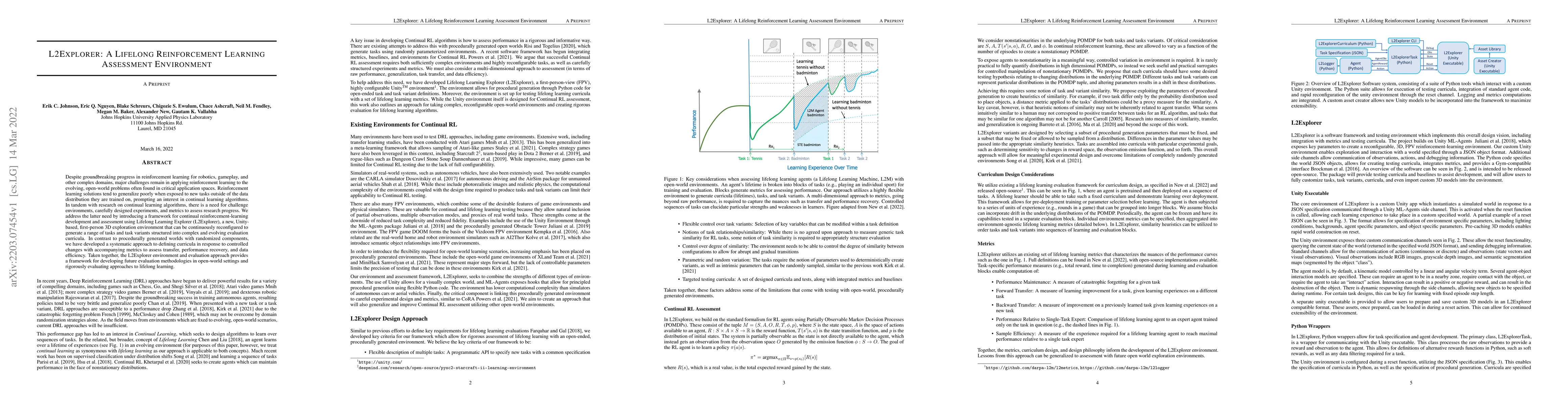 Thumbnail for L2Explorer: A Lifelong Reinforcement Learning Assessment Environment