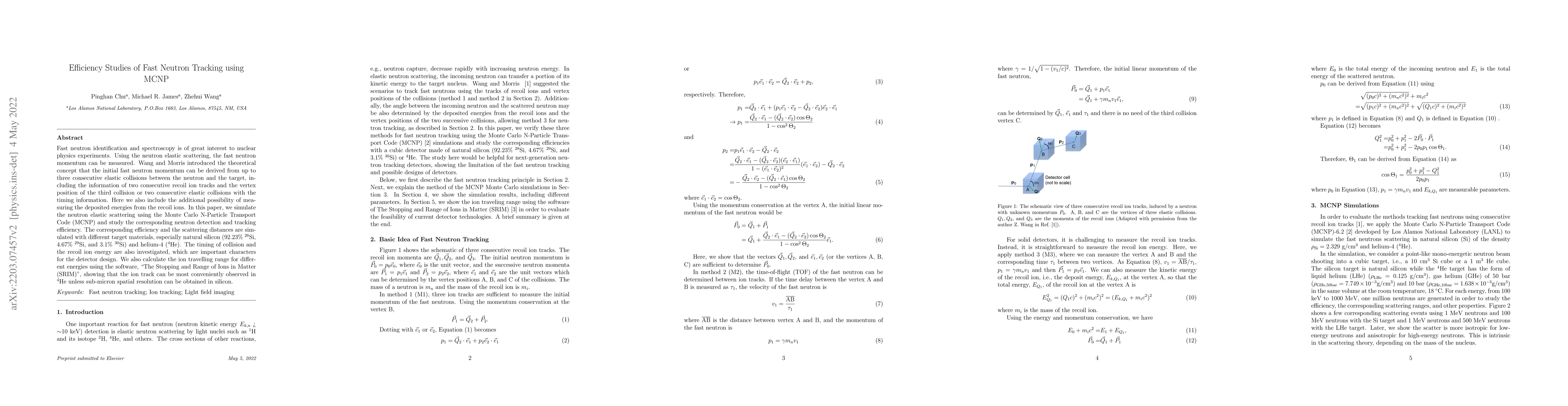 Thumbnail for Efficiency Studies of Fast Neutron Tracking using MCNP