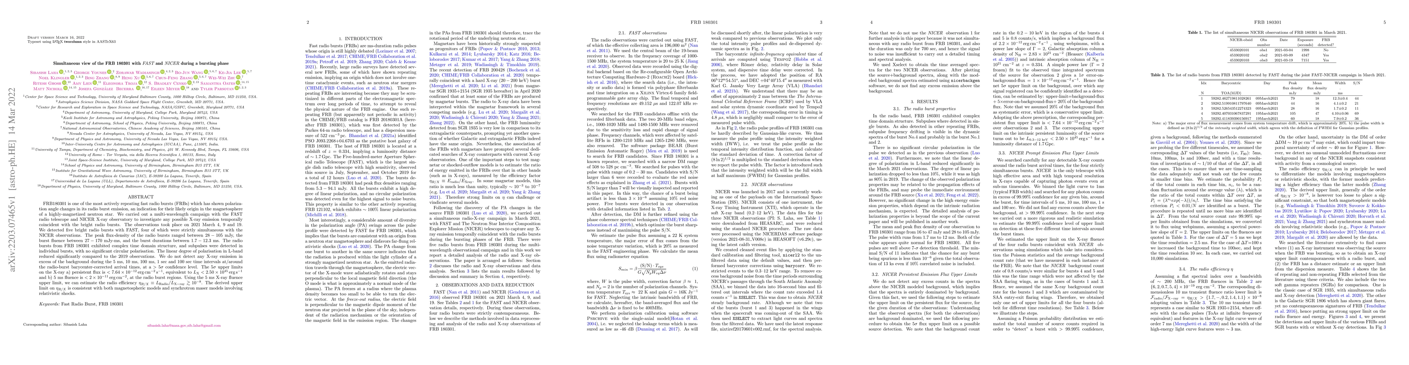 Thumbnail for Simultaneous view of the FRB~180301 with FAST and NICER during a
  bursting phase