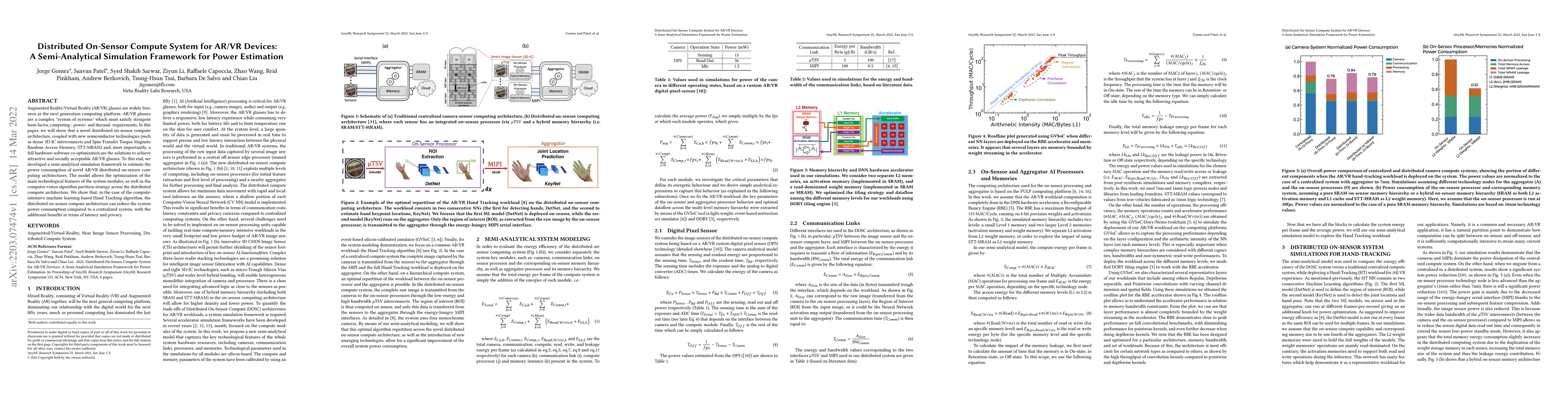 Thumbnail for Distributed On-Sensor Compute System for AR/VR Devices: A
  Semi-Analytical Simulation Framework for Power Estimation