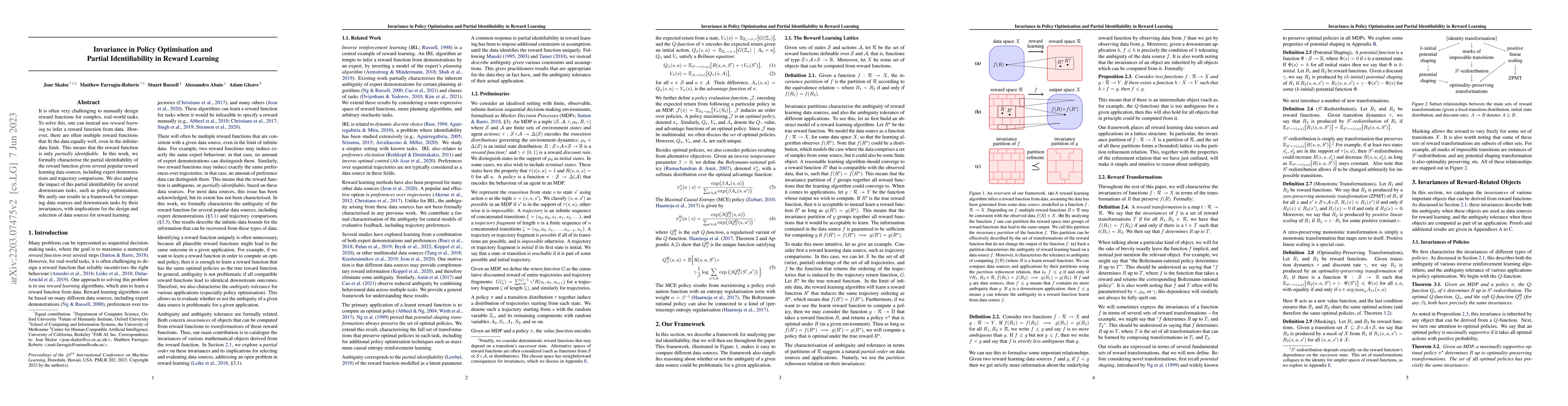 Thumbnail for Invariance in Policy Optimisation and Partial Identifiability in Reward
  Learning