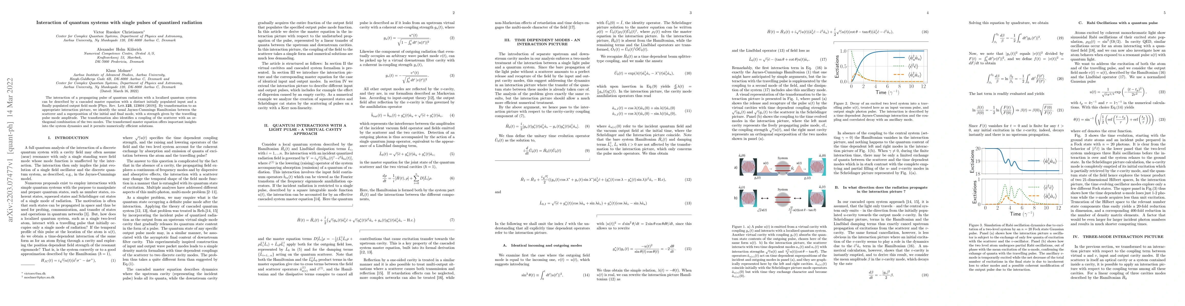 Thumbnail for Interaction of quantum systems with single pulses of quantized radiation